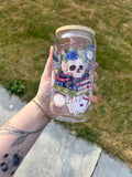 Dark academia glass can tumbler 16oz