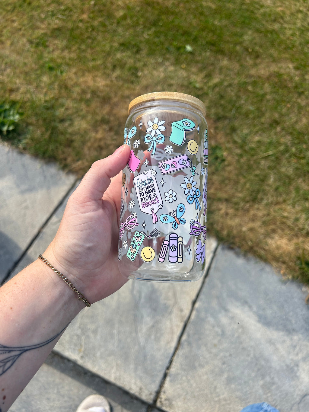 In my bookish era glass can tumbler 16oz
