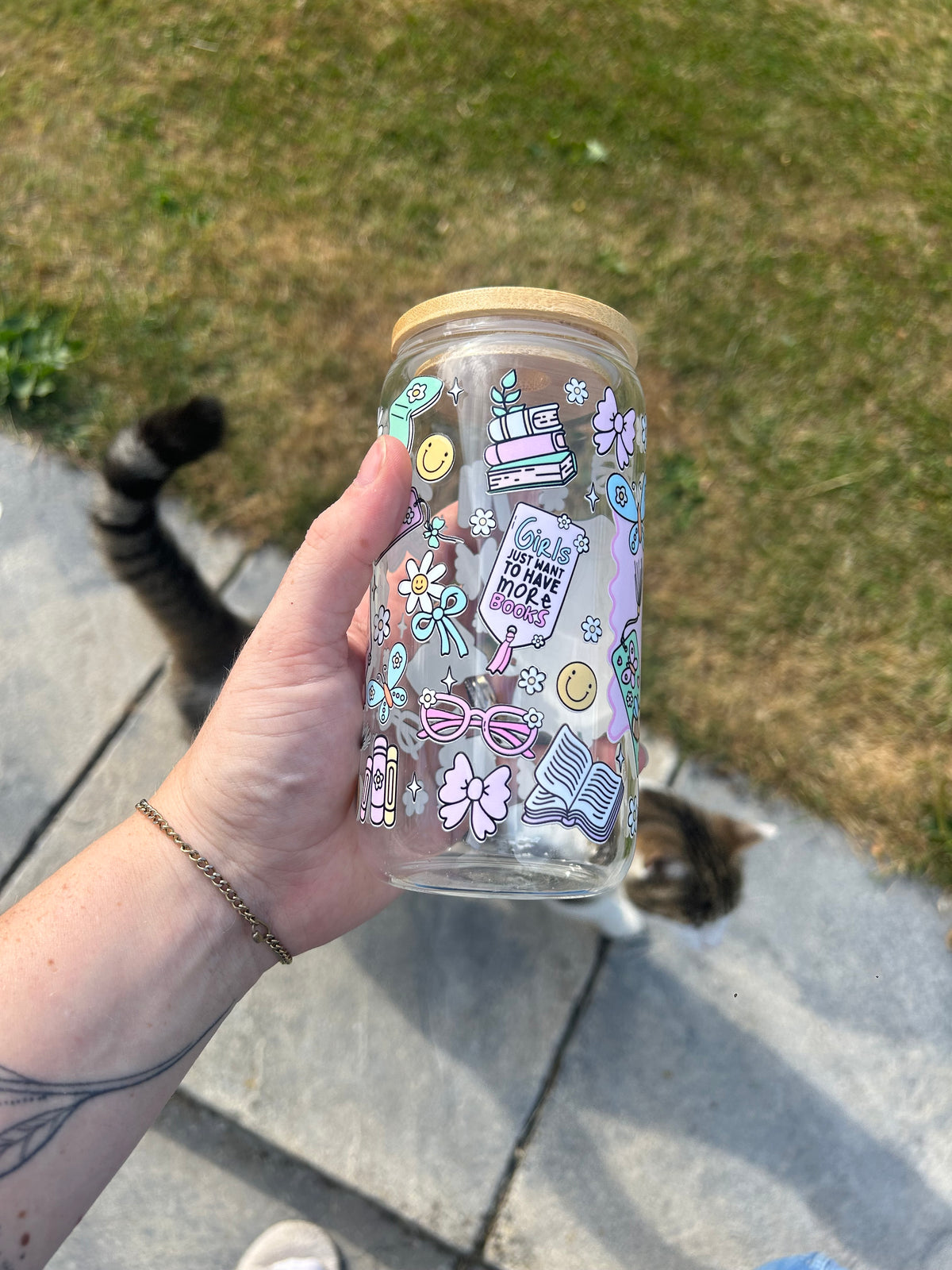 In my bookish era glass can tumbler 16oz