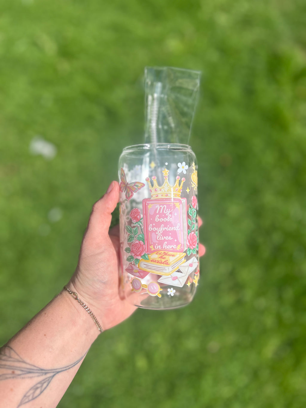 My book boyfriend glass can tumbler 16oz